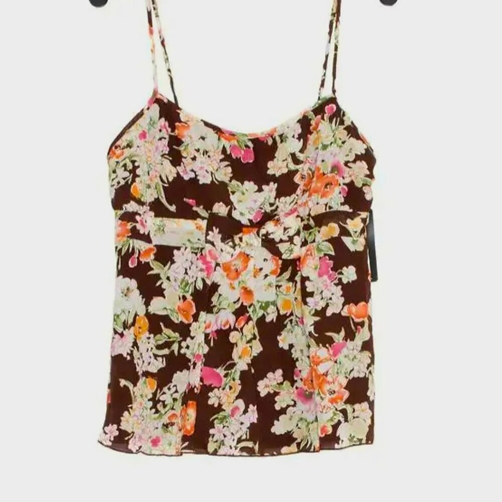 Rampage Adjustable Strap Tank Babydoll Bow Front Elasticized Back Side Zip Large